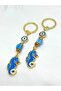 Blue Seahorse Stone Eye Metal Keychain, Metal Evil Eye Beaded Keychain Car Keychain - 2