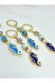 Blue Seahorse Stone Eye Metal Keychain, Metal Evil Eye Beaded Keychain Car Keychain - 3
