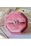 Women's Silver Color Pink Heart Stone Adjustable Steel Ring – Zircon Stone Tarnish-Free Romantic Design - 4