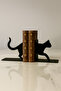 Cat Figured Metal Book Holder Set of 2 – Decorative Animal Themed Bookshelf Accessory