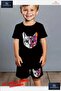 Children's “Cat Geometric“ Special Printed Crew Neck T-Shirt - Shorts Set