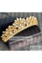Aluna Aurelia Gold Crystal Stone Luxury Design Engagement Bridal Tiara Metal Crown High Authentic with Motif