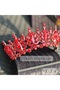 Helen Ruby Red Crystal Stone Luxury Design Engagement Bridal Tiara Metal Crown High Authentic Motif - 2