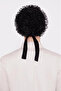 Women's Hijab Black Silicone Ruffled Non-Slip Bonnet - 3