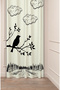 Bird Forest Tree Bohemian Beige Cream Patterned Special Design Digital Printed (Single Wing) Modern Stylish Background Curtain