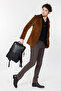 Styleable Professionalism: Genuine Leather & Fabric Laptop Backpack - 5