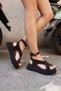 Zoey Women's Brown Real Leather Suet Toe Detail Sandals - 3