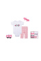 - 6pc-Set - Girl's Wear Gift Set - White/Pink