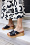 Fi̇anco Women's Black Real Leather Filled Slippers - 2