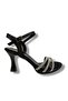 484-25 Shiny Leather 3 Band Stone Women's Sandals - 2