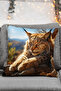 Nature Themed Animal Realistic Lynx Figured Scenic Digital Printed Throw Pillow - Pillow Case - 2