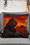 Realistic Scenic Nature Themed Digital Printed Throw Pillow with Lion Figure - Pillow Case - 2