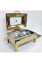 Rectangular Hydraulic Warming Dish, Stainless Steel Warming Dish with Clear Lid - 3