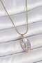 316L Steel Gold Color Chain Purple Enamel Oval Pearl Flower Embroidered Portrait Model Women's Necklace - Tj-Bko1