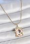 316L Steel Gold Color Chain Pink Enamel Flower Embroidered Pearl Detail Portrait Model Women's Necklace - Tj-Bko1