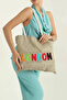 Punch Embroidered Canvas Fabric Beach and Casual Shoulder Bag – Colorful Design, Durable Woven, Summer