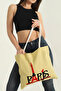 Punch Embroidered Canvas Fabric Beach and Casual Shoulder Bag – Colorful Design, Durable Woven, Summer