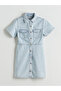 Xside Blue Shirt Collar Mini Jean Dress