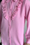 Pink Guipure Detailed Ruffled Hijab Shirt - 7