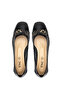 Women's Leather & Textile Black Patent Leather Ballerina Shoes - 7