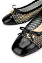 Women's Leather & Textile Black Patent Leather Ballerina Shoes - 5