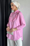Pink Guipure Detailed Ruffled Hijab Shirt - 2