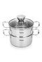 Cooking Pot 1.1L w/ Steamer Stainless Steel Stockpot with Glass Lid 14x7.0cm Dishwasher Safe - 2
