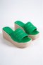 Reina Wedge Heeled Orthopedic Sole Straw Look Women's Slippers Ckt - Green - 4
