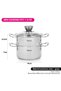 Cooking Pot 1.1L w/ Steamer Stainless Steel Stockpot with Glass Lid 14x7.0cm Dishwasher Safe - 5