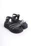 Eva Thick Buckle Stone Striped Orthopedic Sole Women's Sandals Cst - Black - 4