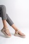 Eva Thick Buckle Stone Striped Orthopedic Sole Women's Sandals Ckt - Cream - 2