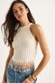Women's Ecru Knitted Tassel Knitwear Blouse 20251021