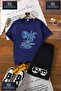 Children's “Palm Blue“ Special Printed Crew Neck T-Shirt - Shorts Set