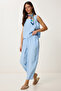 Sleeveless Blouse Pants Set Sky Blue Lmc0058 - 3