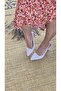 Melinta Side Elastic Pointed Toe Satin Fabric Heeled Shoes - 2