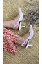 Melinta Side Elastic Pointed Toe Satin Fabric Heeled Shoes - 3