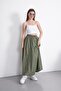 Long Elastic Waist Poplin Fabric Double Pocket Relaxed Cut Hijab Skirt Unlined (Length 90 cm) - 8