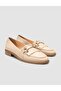 100% Genuine Leather Beige Women's Tassel Loafer - 2