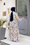 Women's Buttoned Patterned Blue Modal Dress - 6