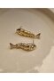Stylish, Non-Staining. Design, Red Stone Eye Detail, Steel Antiallergic Fish Earring - 3