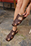 Patto Women's Brown Leather Strap Sandals - 7