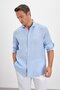 Italian Collar Striped Comfort Fit 100% Linen Men's Shirt - 3