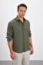 Italian Collar Comfort Fit Plain 100% Linen Men's Shirt - 4