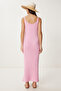 Basic Summer Knitwear Dress with Strap Candy Pink Lki̇0032 - 4