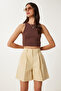 City Size Woven Shorts with Pockets Light Yellow Lfk0008 - 3