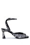 Women's Genuine Leather Black/White Snake Heeled Shoes