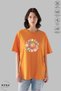 Women's Crew Neck Sea Theme Printed Cotton Oversize Short Sleeve T-Shirt