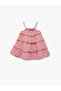 Slim Strap Bow Detail Layered Ruffle Dress