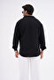 Linen Textured Oversize Men's Shirt Black - 2