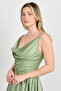 Doridorca Women's Rope Strap Front Draped Midi Length Evening Dress 5104 Lemon Mold - 2